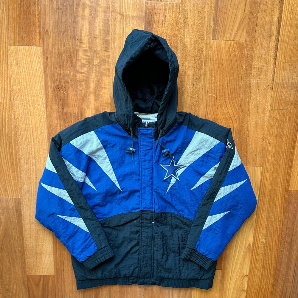 Vintage 90s Apex One Dallas Cowboys NFL Sharktooth Puffer Jacket Size Medium